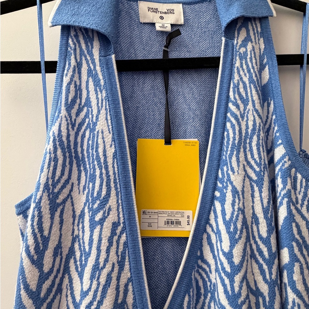 Diane Von Furstenberg Blue and White Wrap Dress